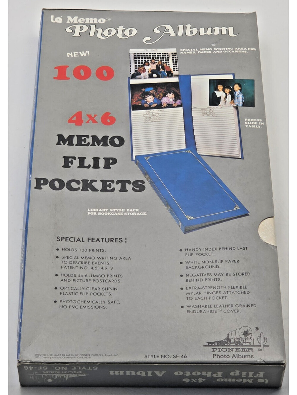 Vintage Pioneer Le Memo SF-46 Photo Album 100 4x6 Flip Pockets Japan Box